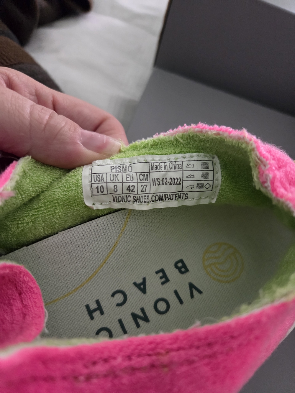 Vionic Hot Pink Slip-On Sneakers with Lime Green Lining - Picture 5 of 7